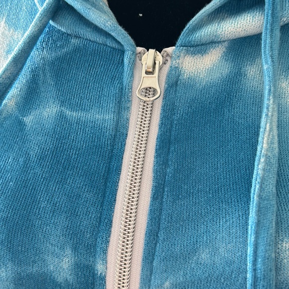 HOODIE zip up hoodie teal tie dye size large - Picture 8 of 11